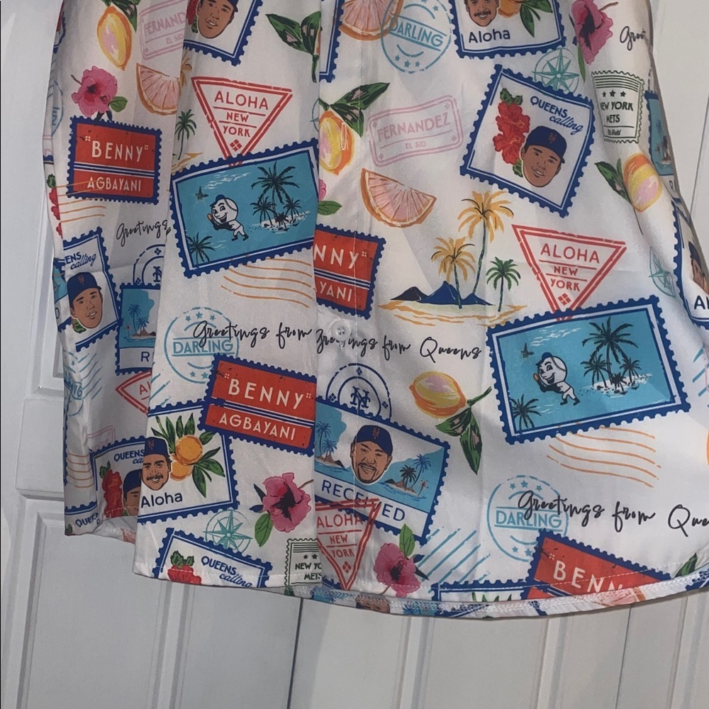 NY Mets Hawaiian Colorful Graphic Short Sleeve Shirt/ Benny Agbayani - Picture 5 of 6